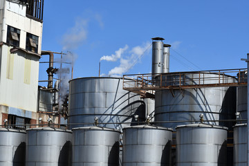 A bunch of oil tanks