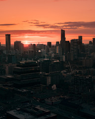 sunset over cityscape