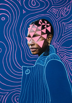 Mixed media portrait of a black woman