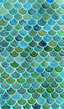 Watercolor fish scale pattern