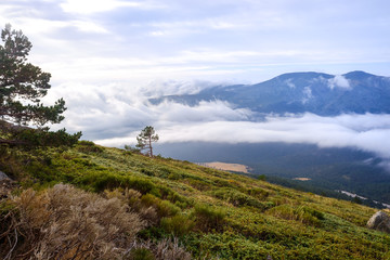 Obraz premium Nice image as a background of cloudy sky in high mountains for nature background.