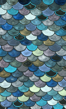 Watercolor fish scale pattern