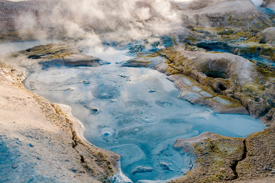 The boiling geothermal geyser