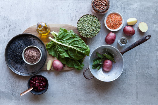 Pulses, dried beans, legumes, lentils and vegetables