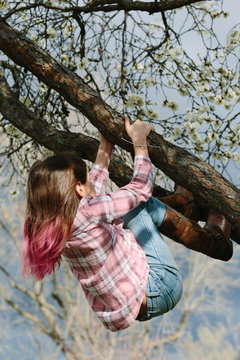 Girl Climbing Tree
