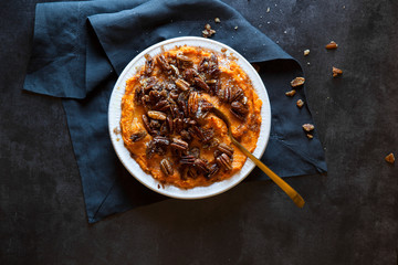 Sweet potato with brown sugared pecan nuts and coconut