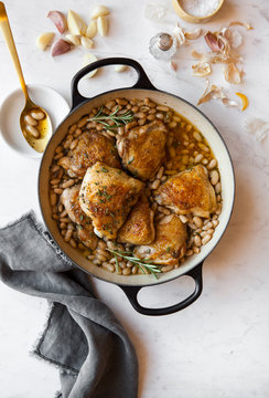 Garlic chicken with white cannellini beans