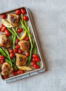 Chicken, asparagus and roasted tomatoes