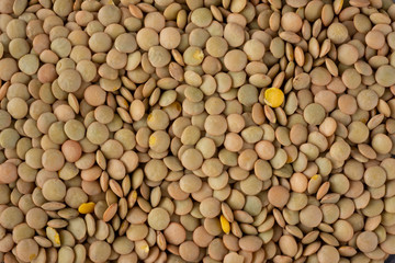 Top closeup view of lentils