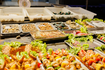 Fried food with sticks, Thai style food, Thailand street food ,Bangkok