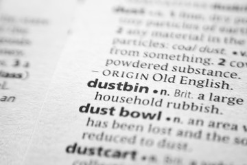 Fototapeta premium Word or phrase Dustbin in a dictionary.
