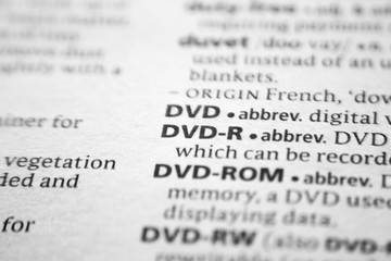 Fototapeta premium Word or phrase DVD-R in a dictionary.