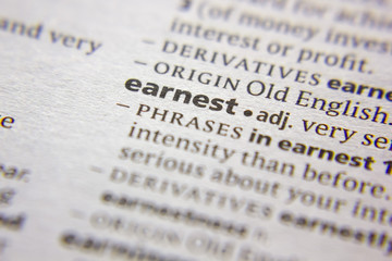Word or phrase Earnest in a dictionary. - obrazy, fototapety, plakaty