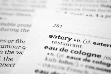 Fototapeta premium Word or phrase Eatery in a dictionary.
