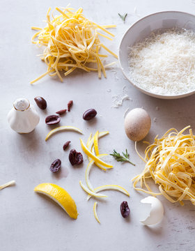 Preparing a pasta dish with homemade fettuccini pasta