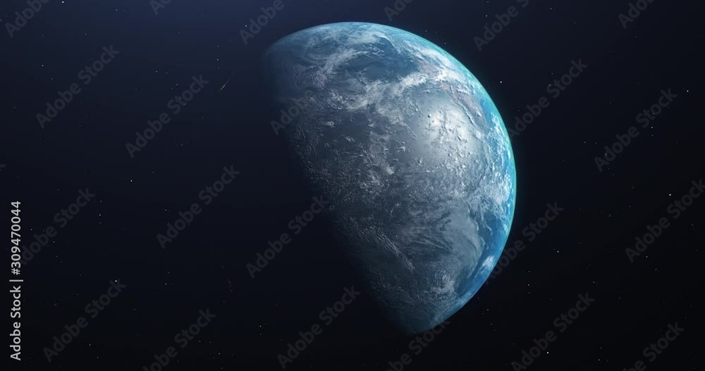 Sticker 3d spinning planet earth view from space zoom close up animation