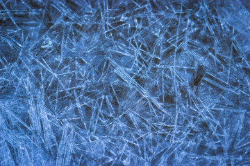 Ice crystals abstract texture. Blue ice macro details
