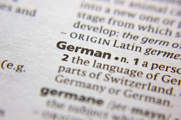 Word or phrase German in a dictionary.