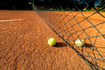 Training tennis ball on the tennis court