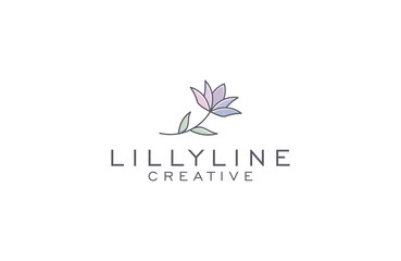 Lilly  line art logo design illustration 