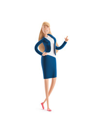 3d illustration. Young business woman Emma standing on a white background.