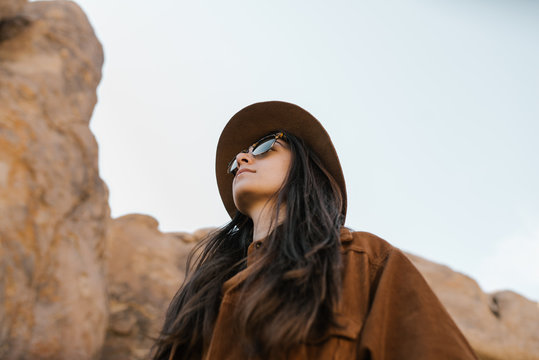 Woman looking off toward the distance in nature