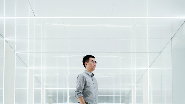 Business man in bright space