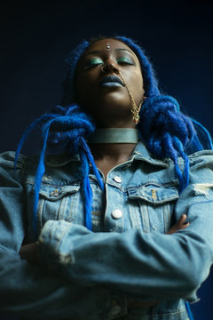 Mystical woman in blue