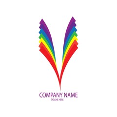 letter v rainbow logo vector
