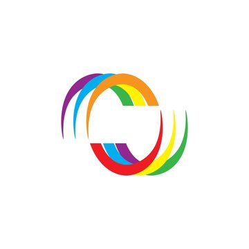 letter o rainbow logo vector