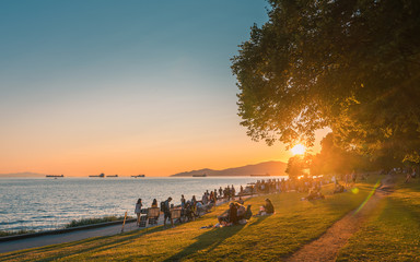 English bay beach Vancouver with Sunset backgrounds