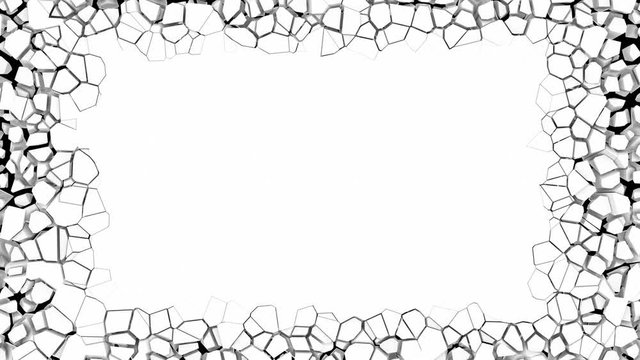 Frame of white decreasing and increasing pieces of a white surface.