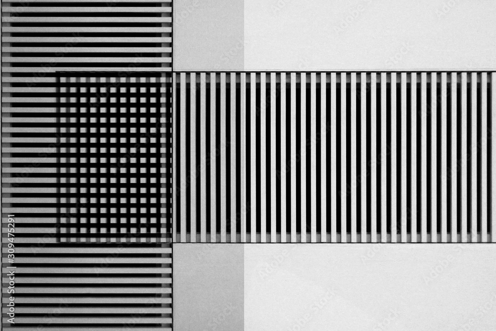 Poster lath structures viewed as regular stripes and checkers pattern in shades of gray. business architect