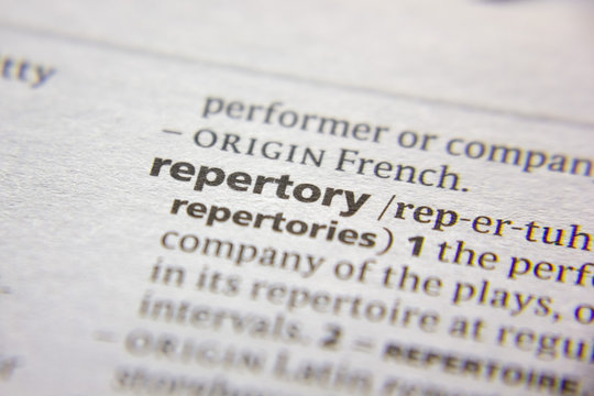 Word or phrase Repertory in a dictionary.