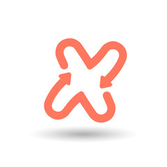 Letter X logo design concept negative space style. Abstract sign constructed from check marks. Vector elements template icon. Red color