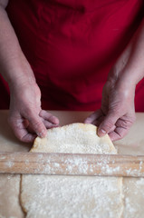 baker kneading dough