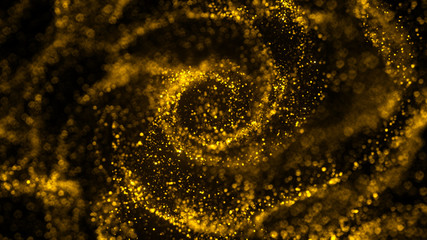 Golden Background. Gold glitter luxury texture. Christmas abstract background. Spiral, Glimmer, sparkle, flash luxury pattern. 