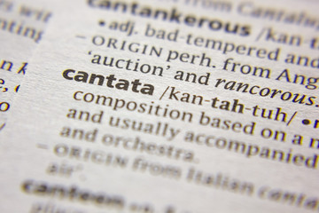Word or phrase Cantata in a dictionary.