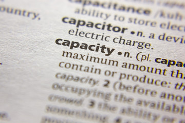 Word or phrase Capacity in a dictionary.