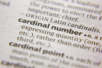 Word or phrase Cardinal number in a dictionary.
