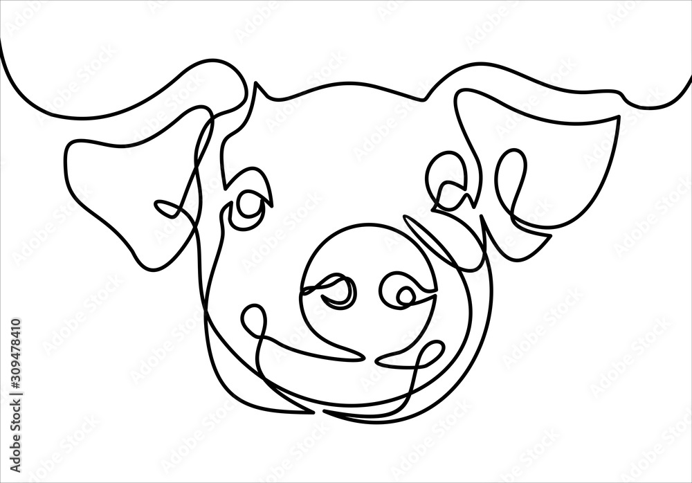 Poster pig is a symbol.vector continuous line.