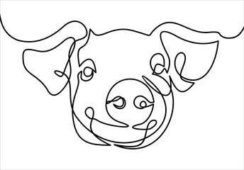 Pig is a symbol.Vector continuous line.