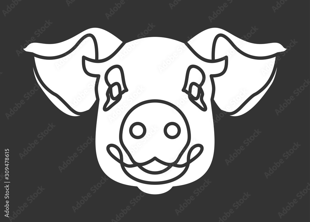 Poster pig is a symbol.vector continuous line.
