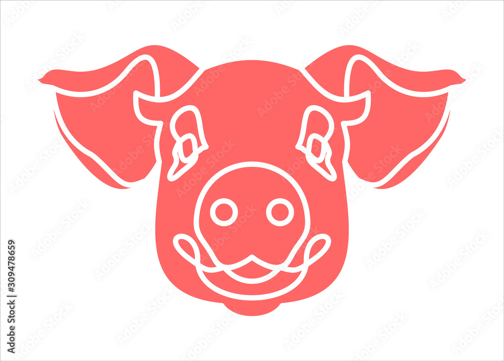 Poster pig is a symbol.vector continuous line.