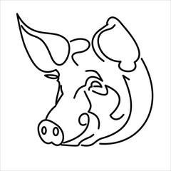 Pig is a symbol.Vector continuous line.