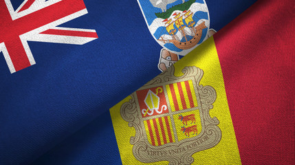 Falkland Islands and Andorra two flags textile cloth, fabric texture