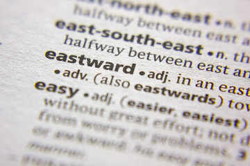 Word or phrase Eastward in a dictionary.