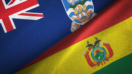 Falkland Islands and Bolivia two flags textile cloth, fabric texture