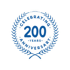 200 years design template. 200th logo. Vector and illustration.
