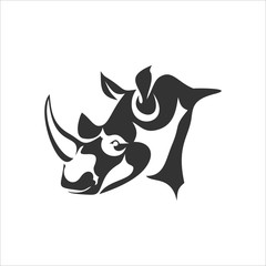 Continuous line rhinoceros head. Single line rhino illustration.